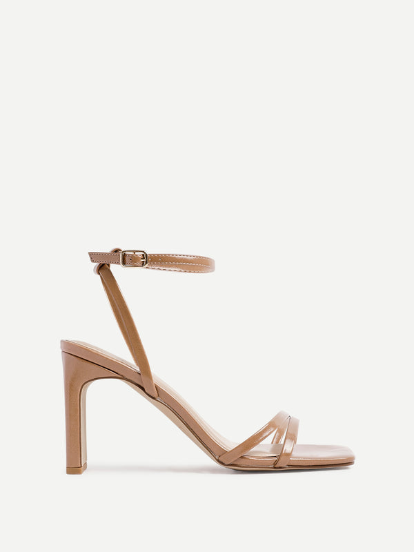 Linzi Deep Nude Faux Leather Strappy High Heel