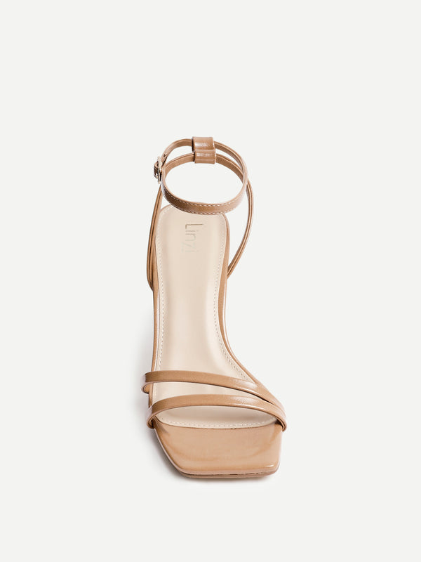 Linzi Deep Nude Faux Leather Strappy High Heel