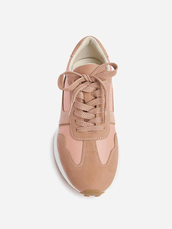 Linzi Dusky Pink Suede Mix Sports Trainers