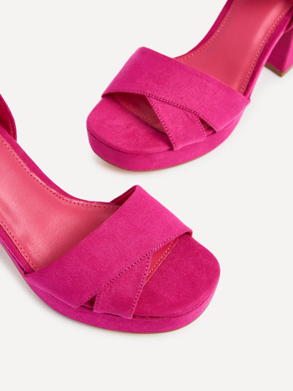 Linzi Fuchsia Faux Suede Platform Block Heel