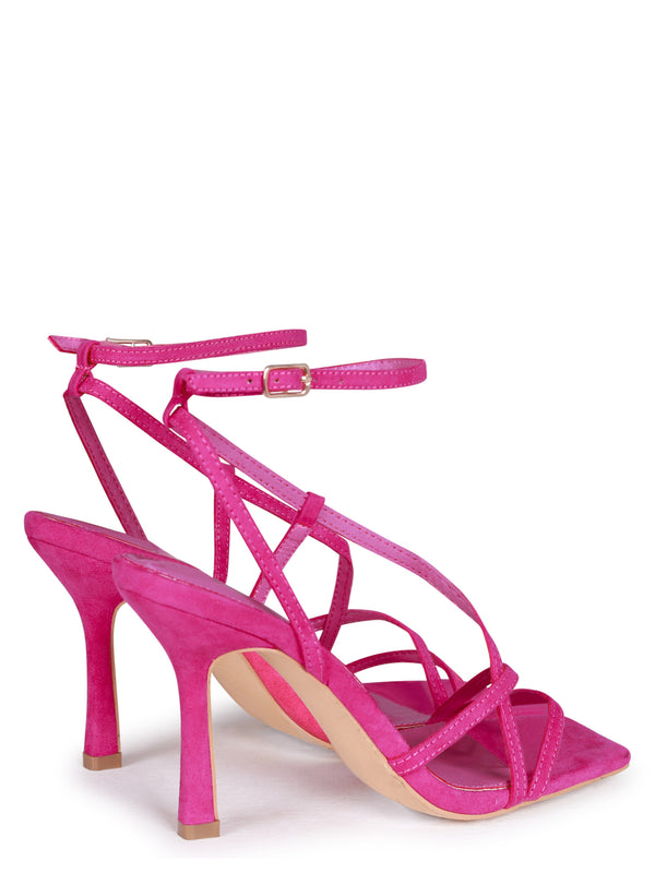 Linzi Fuchsia Faux Suede Strappy Heeled Sandal