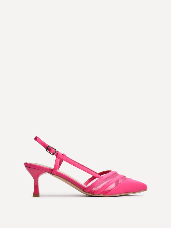 Linzi Fuchsia Scuba Mesh Slingback Court Heel