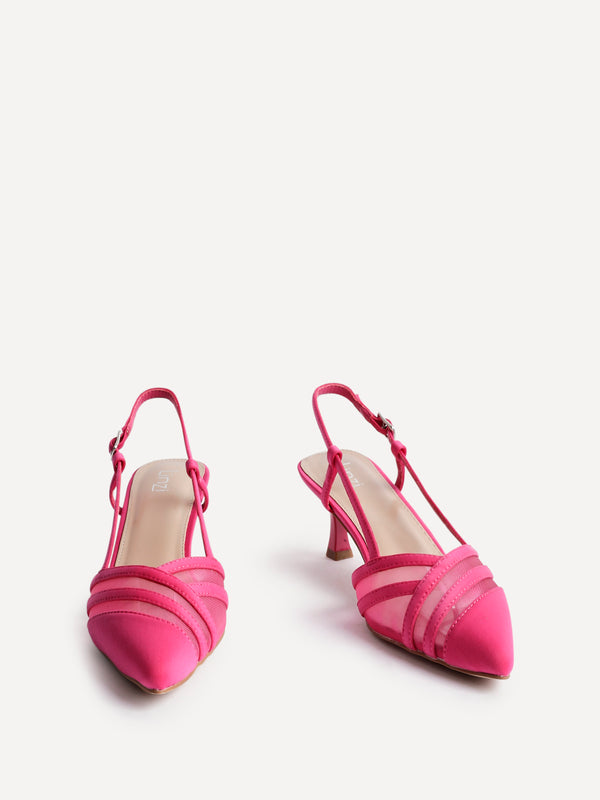 Linzi Fuchsia Scuba Mesh Slingback Court Heel