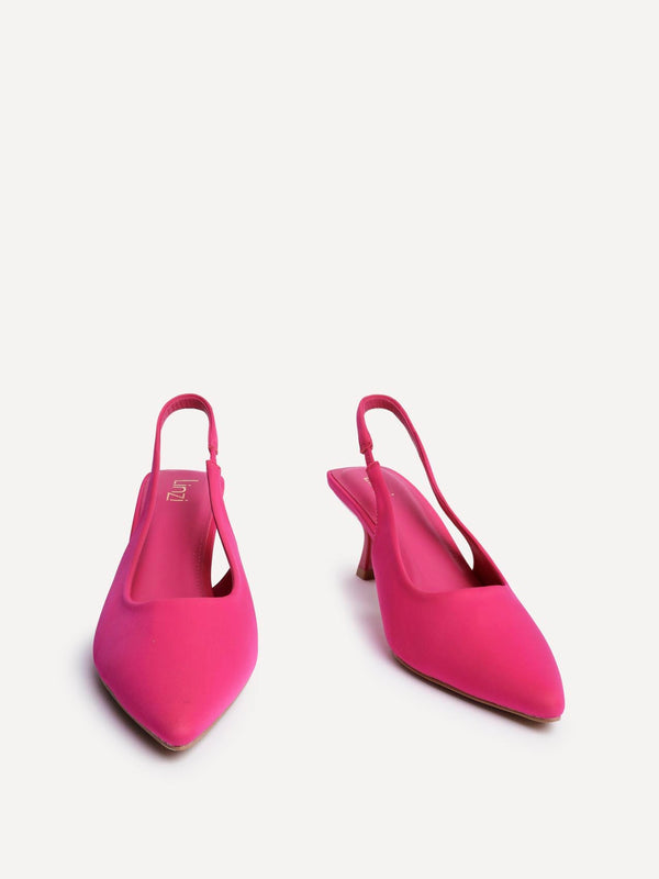 Linzi Fuchsia Scuba Slingback Court Heels