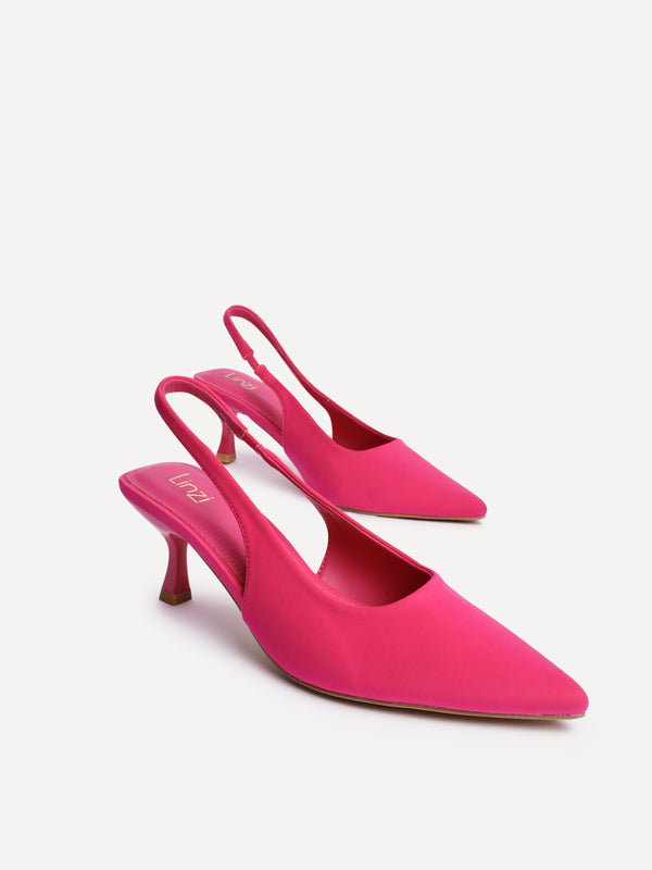 Linzi Fuchsia Scuba Slingback Court Heels