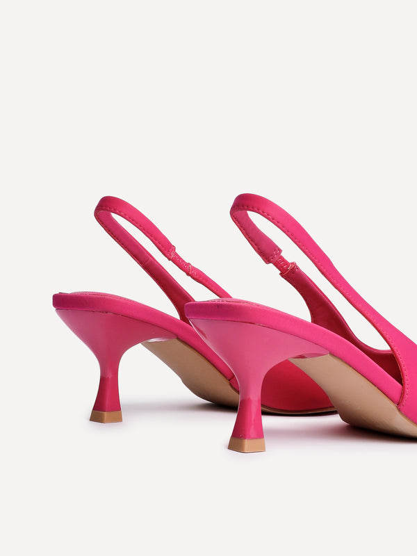 Linzi Fuchsia Scuba Slingback Court Heels