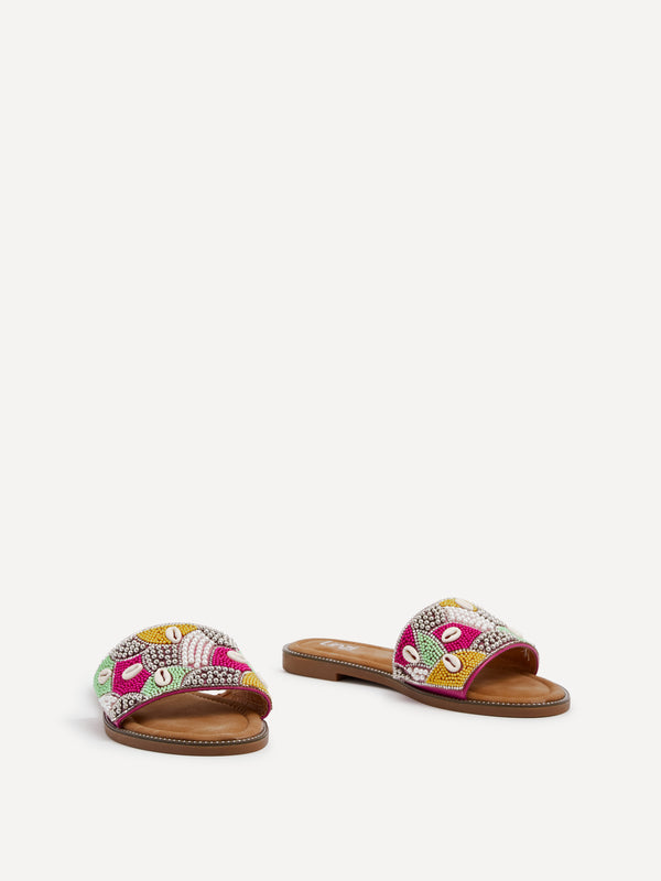 Linzi Fuchsia & Yellow Embellished Shell Slider