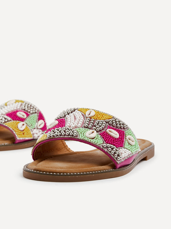 Linzi Fuchsia & Yellow Embellished Shell Slider