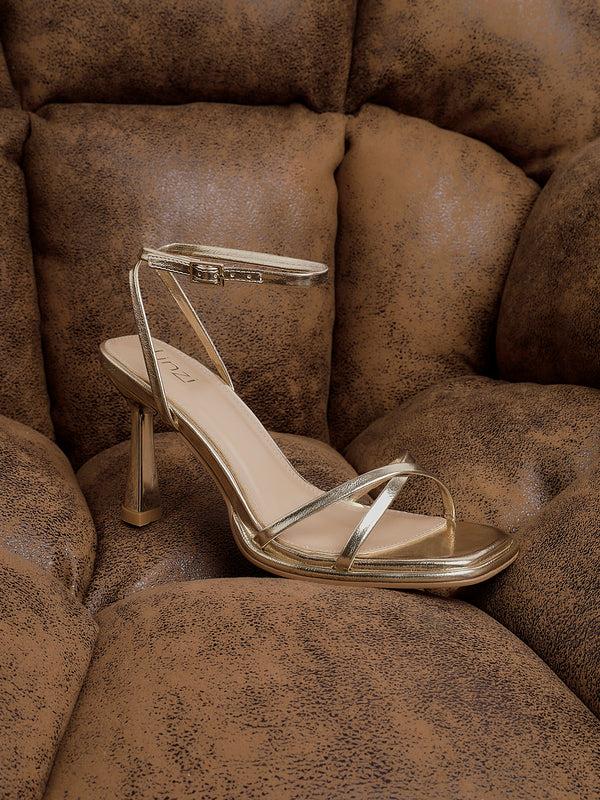 linzi Gold Crossover Stiletto Heel