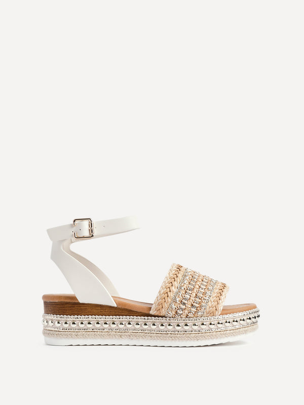 Linzi Gold Embellished Espadrille Flatform Sandals
