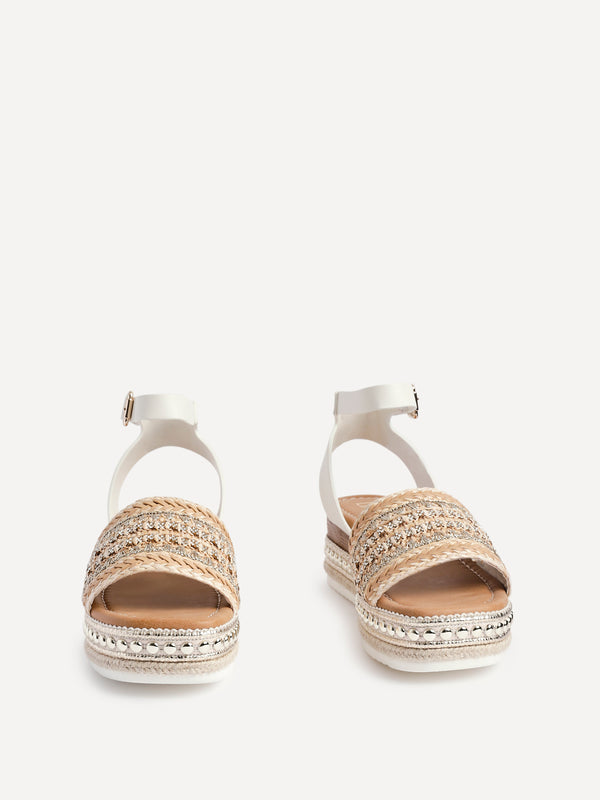 Linzi Gold Embellished Espadrille Flatform Sandals