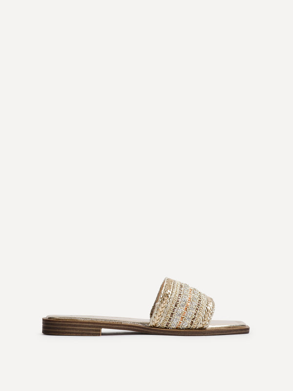 Linzi Gold Embellished Slip On Sandals