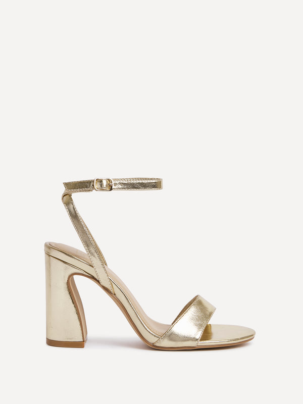 Linzi Gold Faux Leather Block Heel