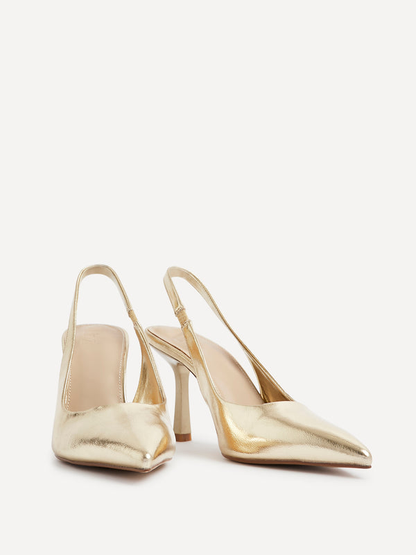 Linzi Gold Faux Leather Court Heel