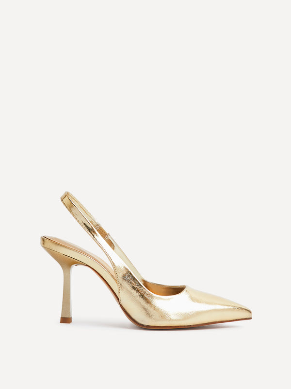 Linzi Gold Faux Leather Court Heel
