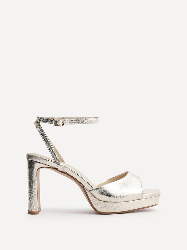 Linzi Gold Faux Leather Platform High Heels