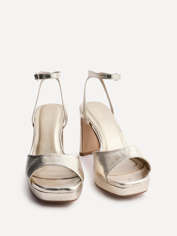 Linzi Gold Faux Leather Platform High Heels