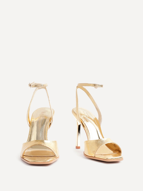 Linzi Gold Faux Leather Stiletto High Heels