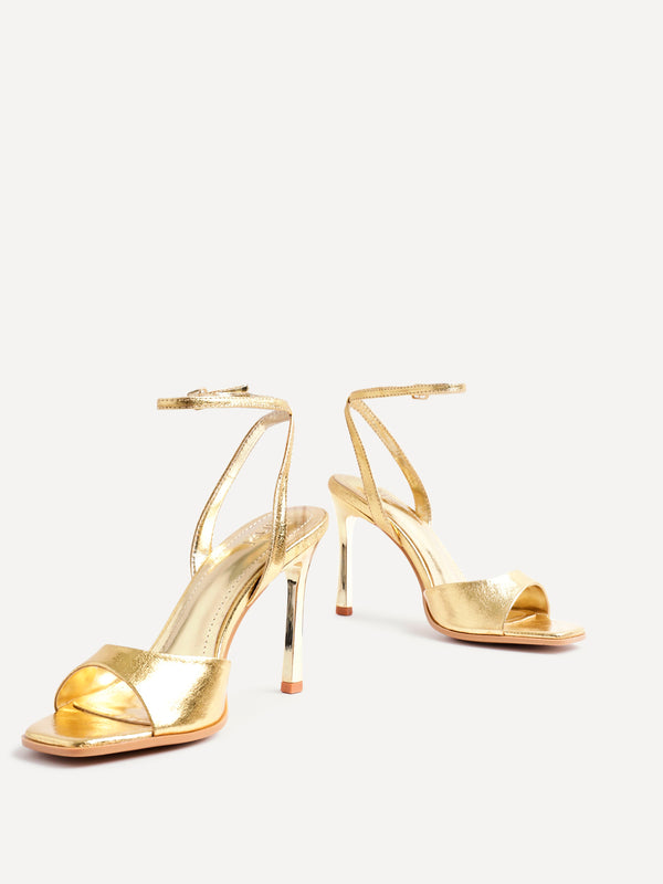 Linzi Gold Faux Leather Stiletto High Heels