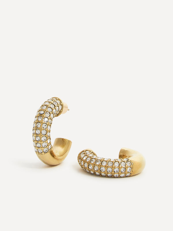 Linzi Gold Half Pavé Hoop Earrings