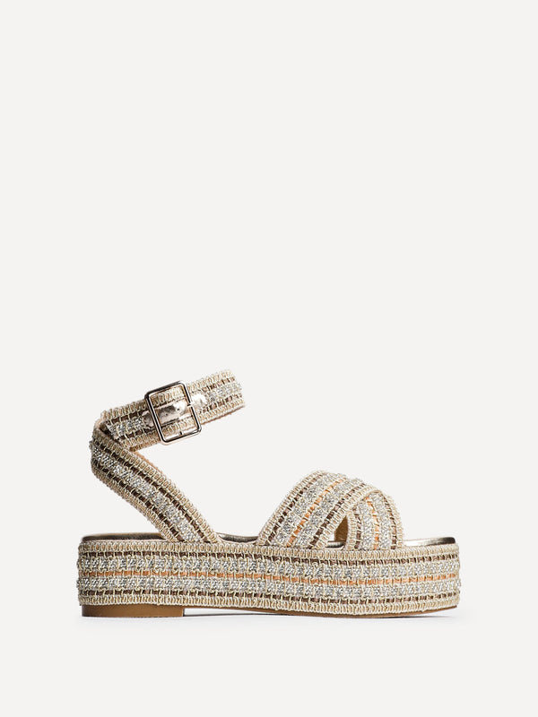 Linzi Gold Raffia Flatform Sandal