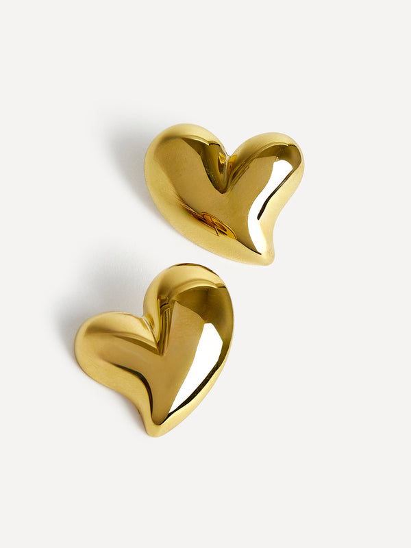 Linzi Gold Wave Heart Stud Earrings