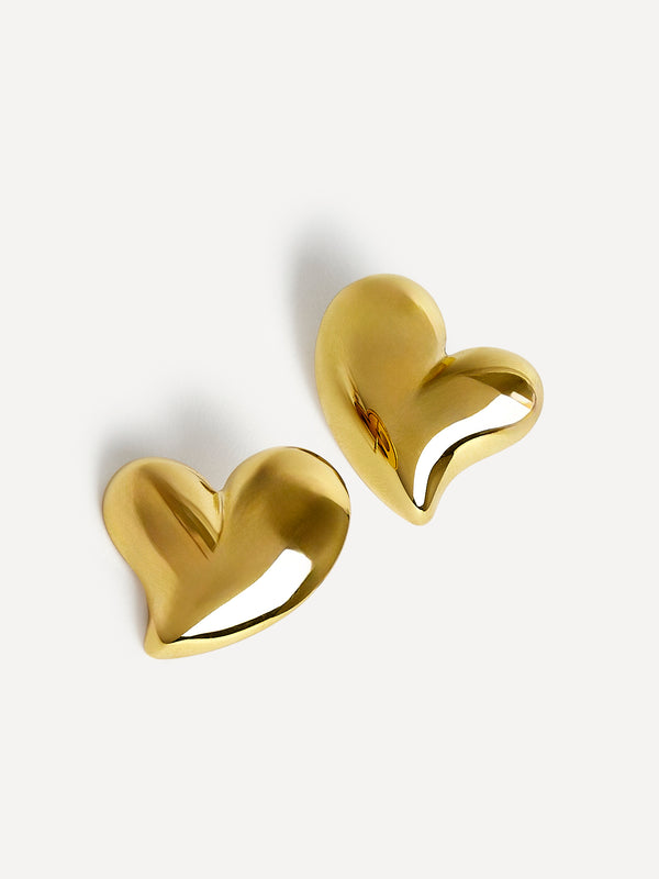 Linzi Gold Wave Heart Stud Earrings