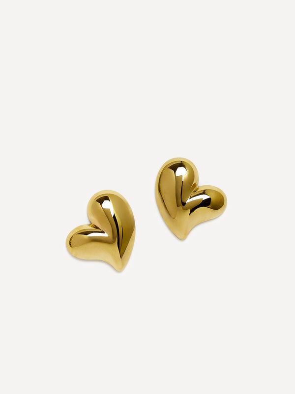 linzi Gold Wave Heart Stud Earrings