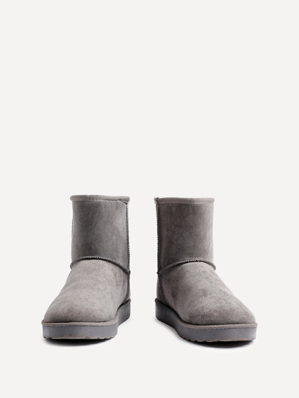 Linzi Grey Faux Suede Faux Fur Lined Ankle Boot