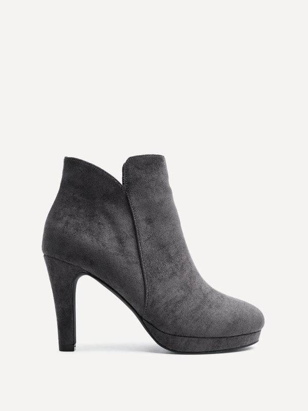 Linzi Grey Faux Suede Small Platform Ankle Boot
