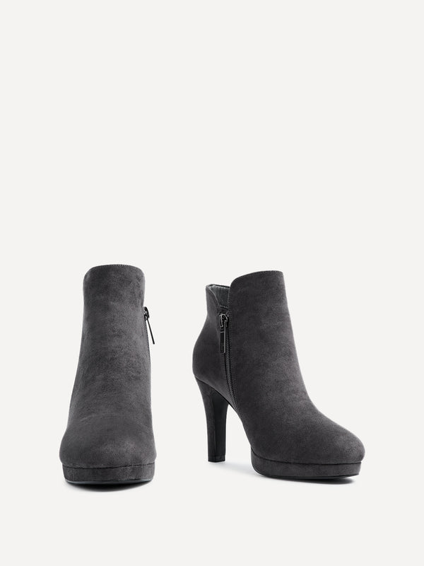 Linzi Grey Faux Suede Small Platform Ankle Boot