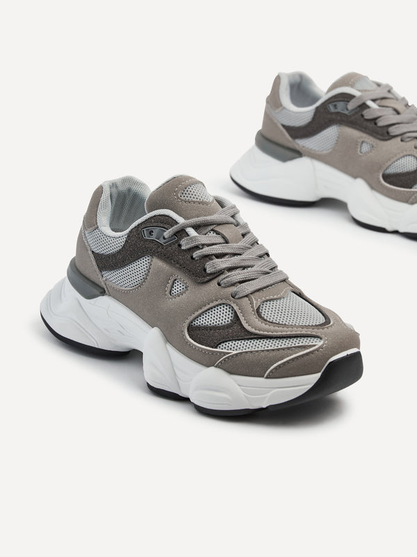 linzi Grey Two Tone Trainer With Chunky White Sole