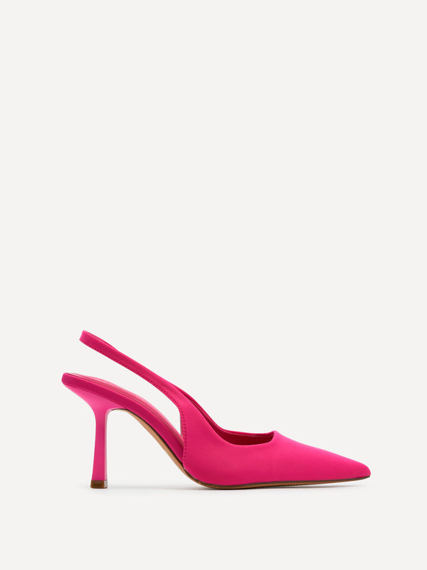 Linzi Hot Pink Lycra Sling Back Court Heel