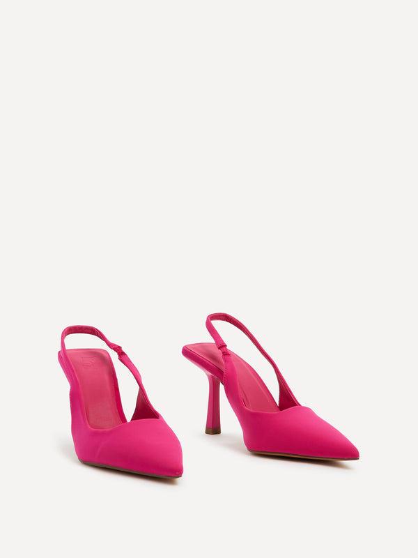 Linzi Hot Pink Lycra Sling Back Court Heel