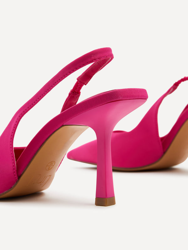 Linzi Hot Pink Lycra Sling Back Court Heel