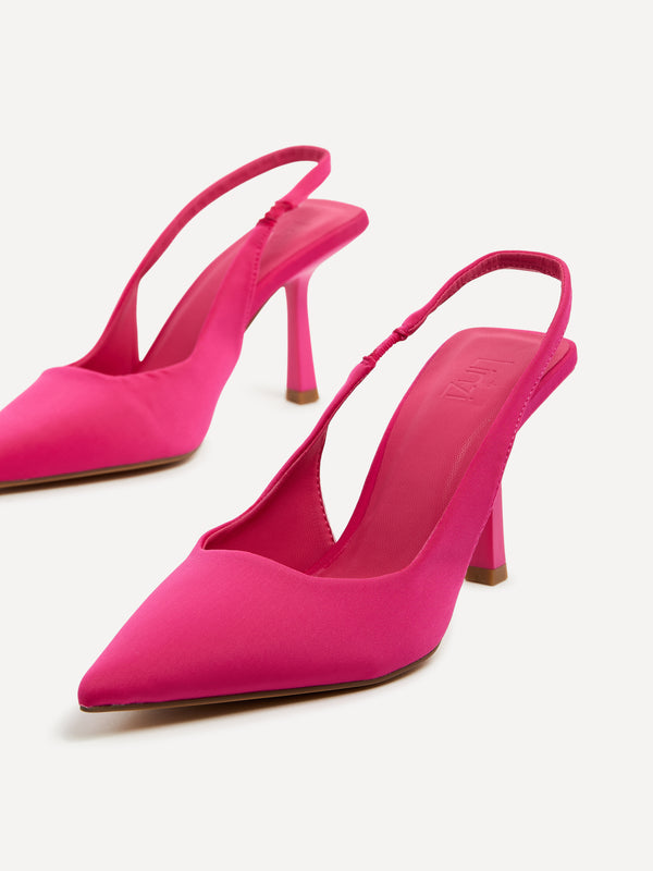 linzi Hot Pink Lycra Sling Back Court Heel