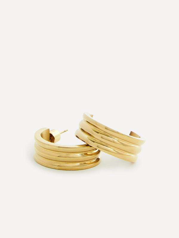 Linzi Large Gold Ridge Hoop Earrings