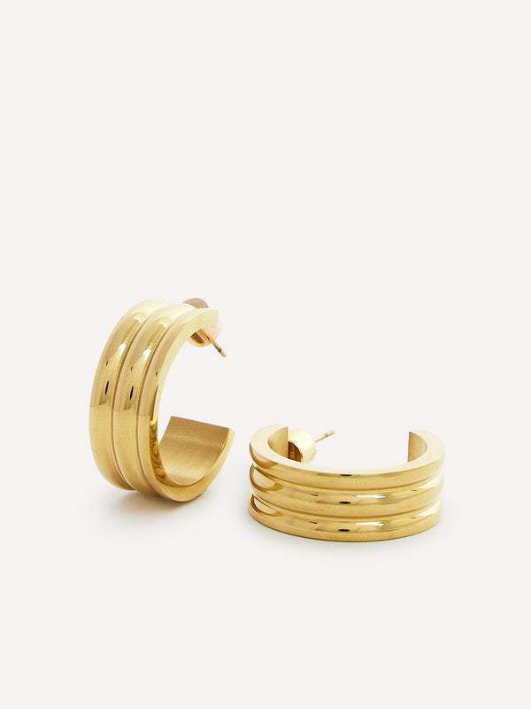 Linzi Large Gold Ridge Hoop Earrings
