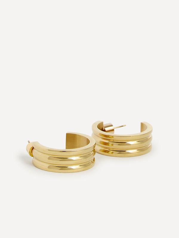 Linzi Large Gold Ridge Hoop Earrings