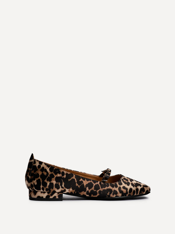 Linzi Leopard Print Ballet Pump With Bow Detail