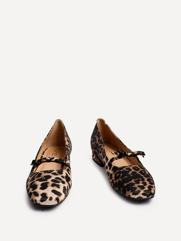 Linzi Leopard Print Ballet Pump With Bow Detail