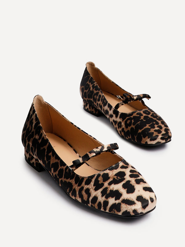 Linzi Leopard Print Ballet Pump With Bow Detail