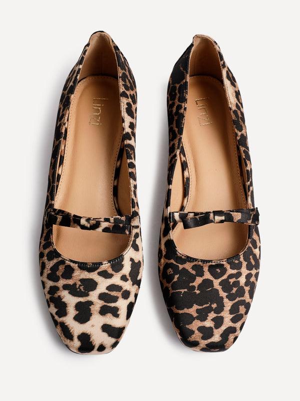 linzi Leopard Print Ballet Pump With Bow Detail