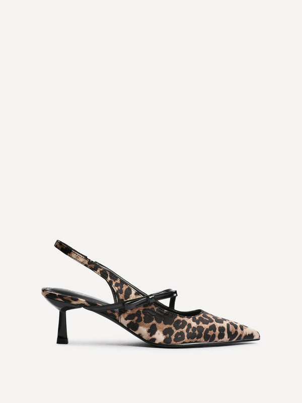 Linzi Leopard Print Court Heel With Bow Detail
