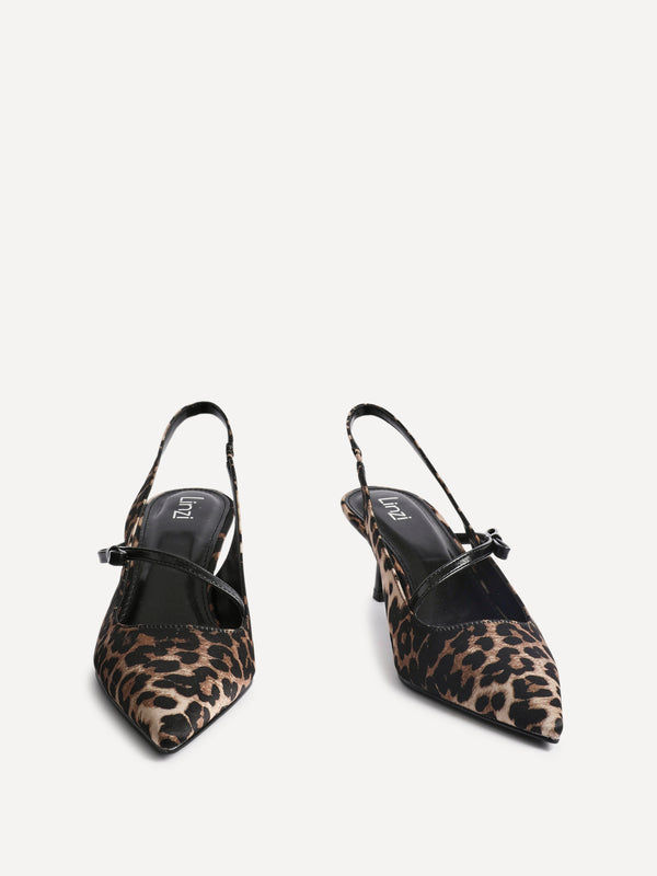 Linzi Leopard Print Court Heel With Bow Detail