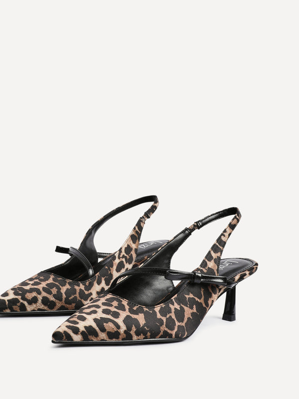 Linzi Leopard Print Court Heel With Bow Detail