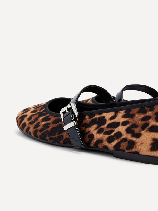 Linzi Leopard Print Faux Suede Mary Jane Pumps