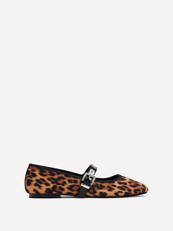 linzi Leopard Print Faux Suede Mary Jane Pumps