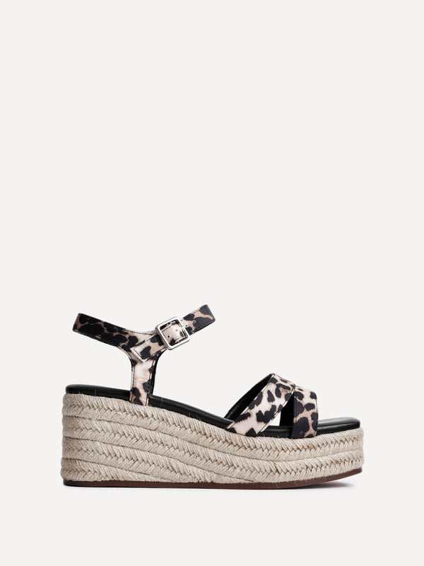 Linzi Leopard Print Flatform Two Part Sandal