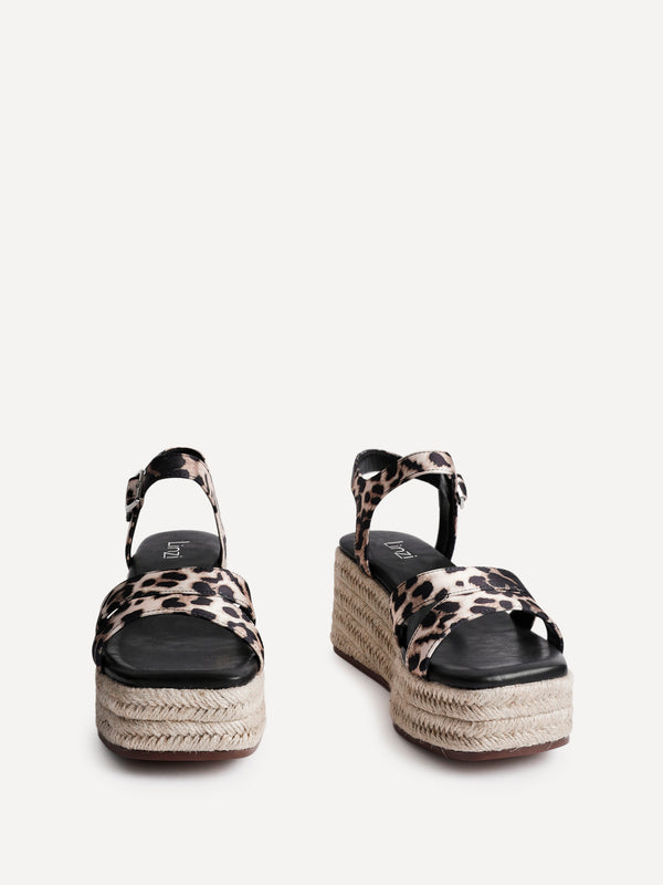 Linzi Leopard Print Flatform Two Part Sandal